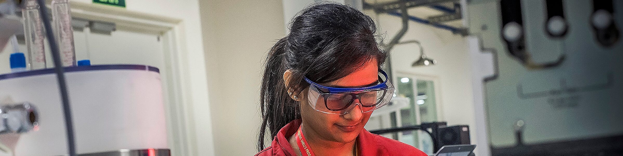 A worker at a manufacturing centre developing refining catalysts