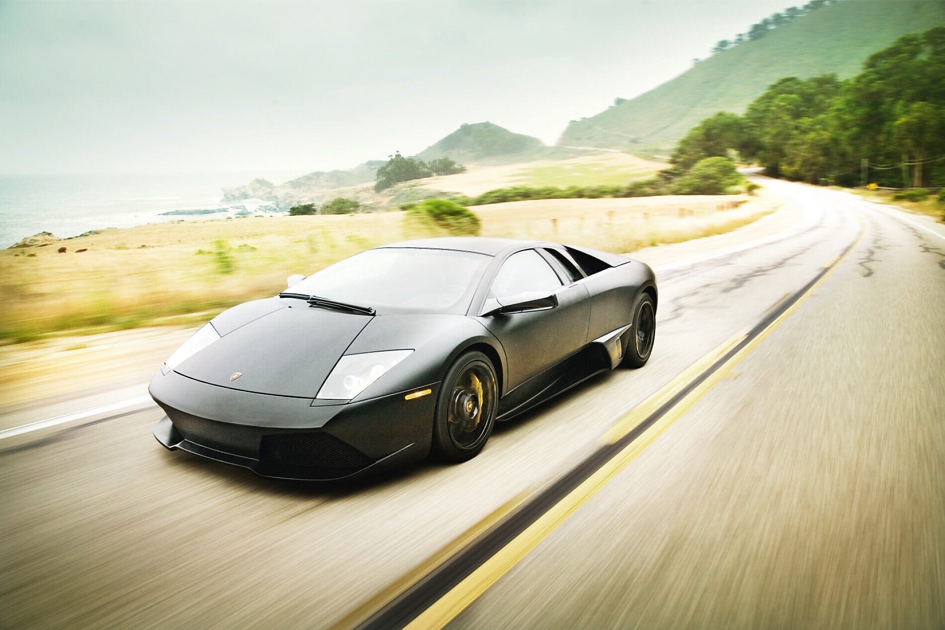 Sports car driving on the Pacific Highway